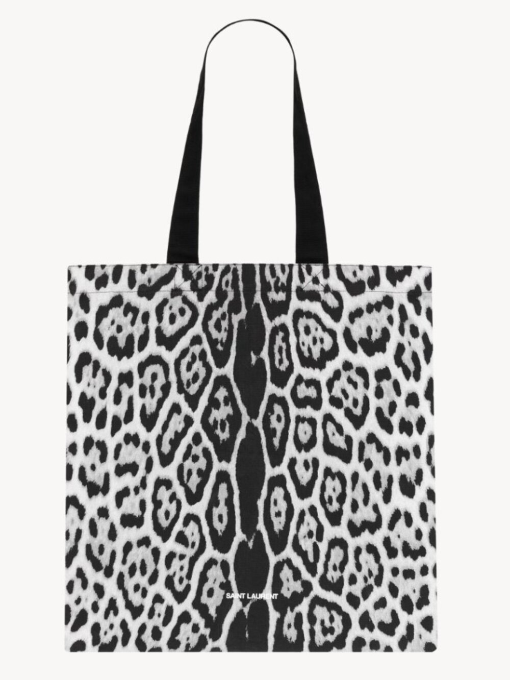 Saint Laurent Rive Droite Cotton Leopard Tote Bag In Graphite & Black Print -New